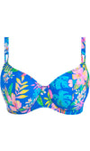 Hot Tropics Blue UW Plunge Bikini Top