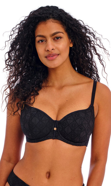 Pebble Cove Black UW Bikini Top, Special Order DD Cup to HH Cup