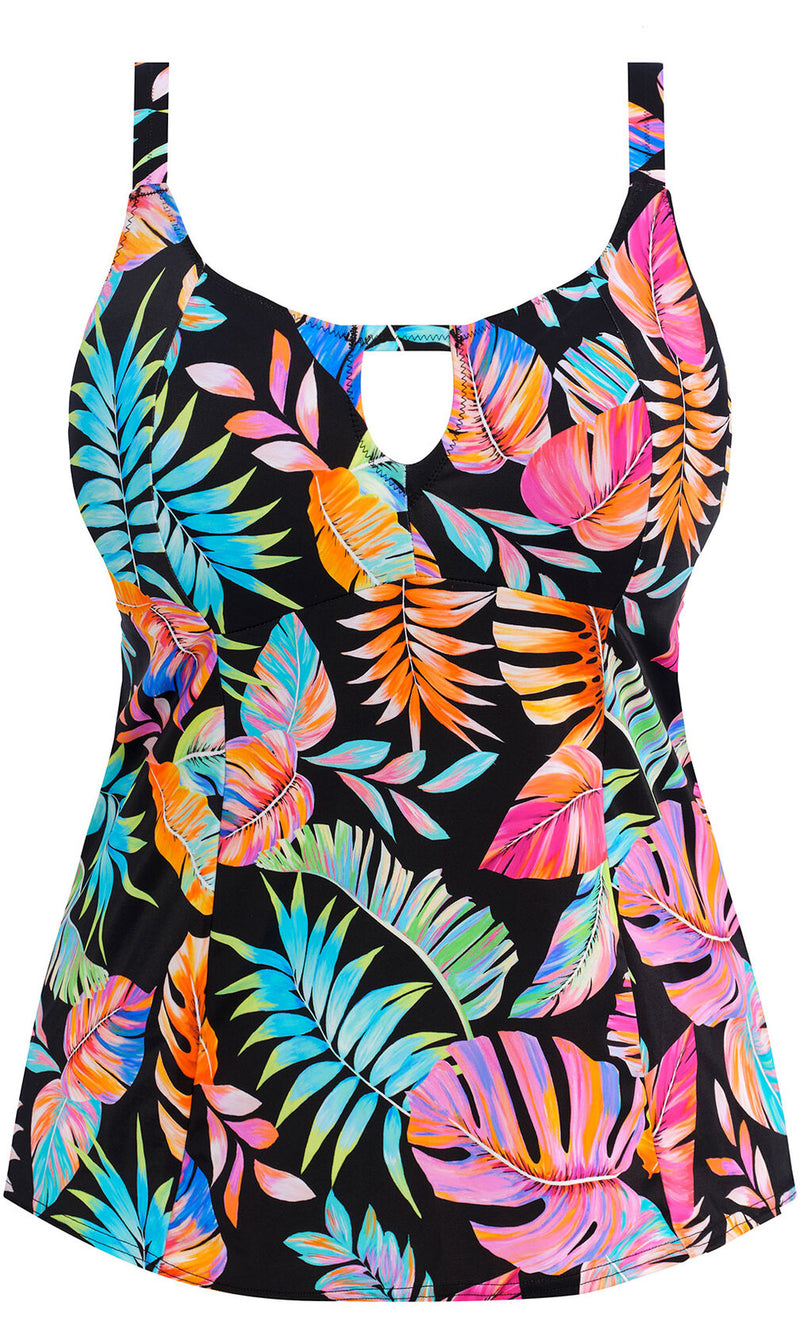Tropical Falls Black Non Wired Moulded Tankini Top