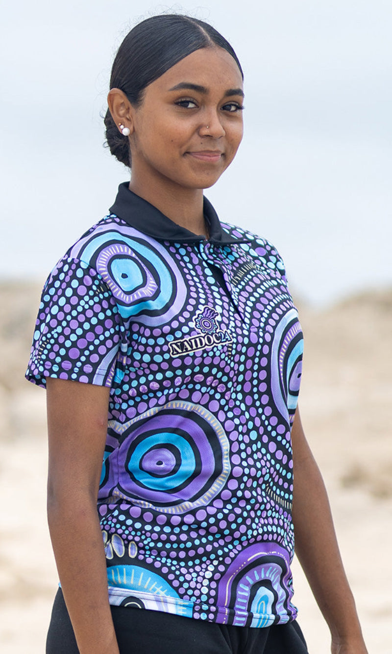 NAIDOC 2024 Aboriginal Art Kids Unisex Polo Our Future, Together