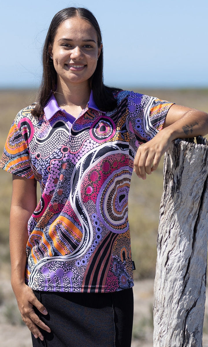 Sun Soaked Aboriginal Flag Women's Fitted Polo Shirt