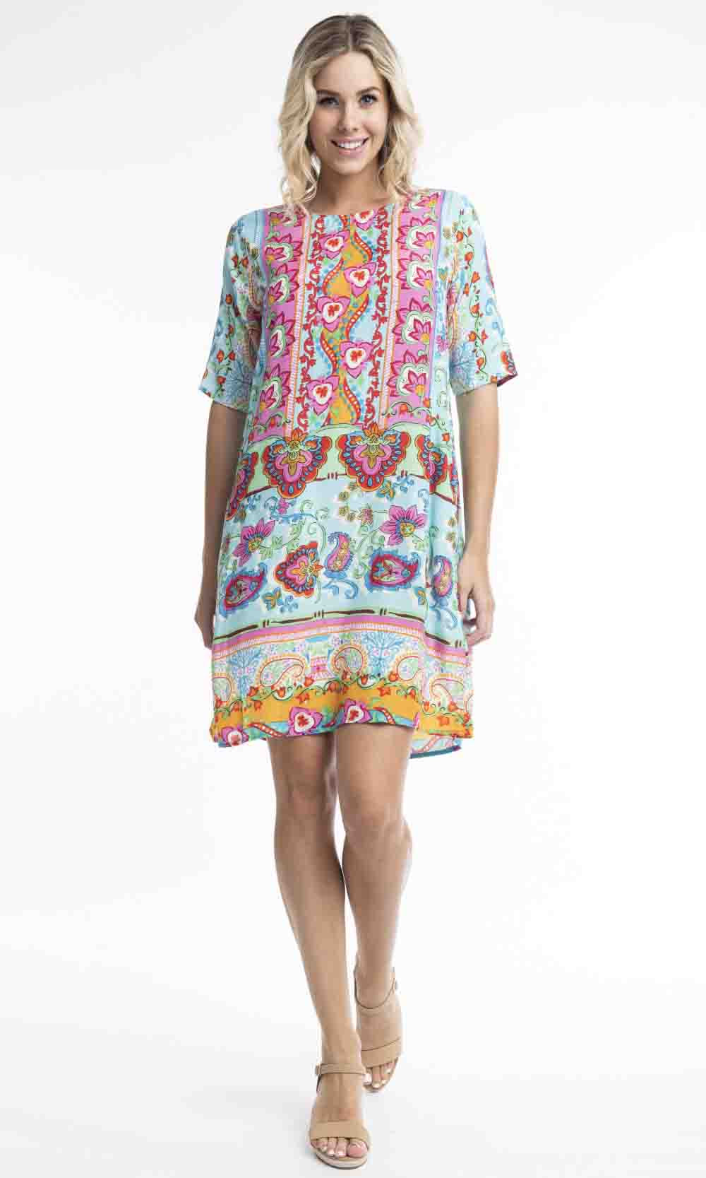 Rayon Dress Contemporary Varosha Turquoise