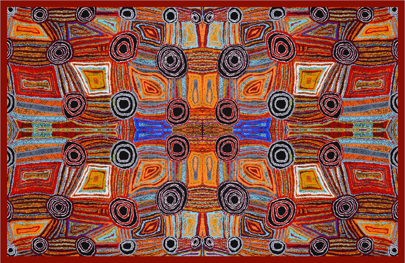 Aboriginal Art Cotton Tablecloth by Mary Napangardi Brown
