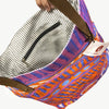 Aboriginal Art Shoulder Tote Bag Leather Trimmed by Anmanari Brown