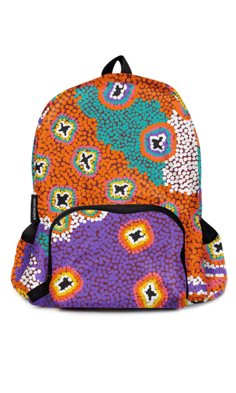 Aboriginal Art Fold up Backpack by Ruth Napaljarri Stewart