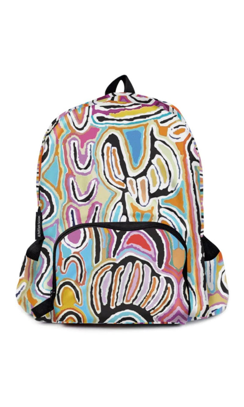 Aboriginal Art Fold up Backpack by Judy Napangardi Watson