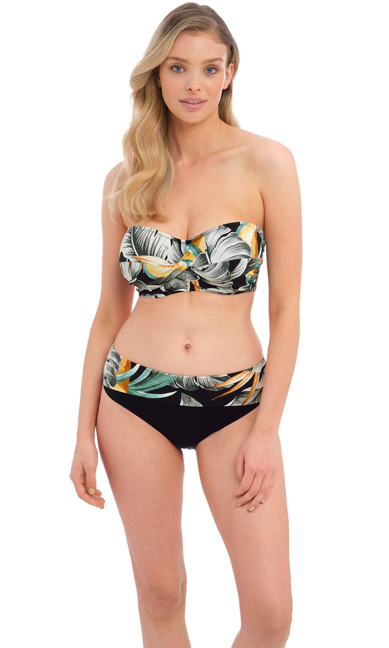 Bamboo Grove Jet UW Twist Bandeau Bikini Top, Special Order D Cup to G Cup