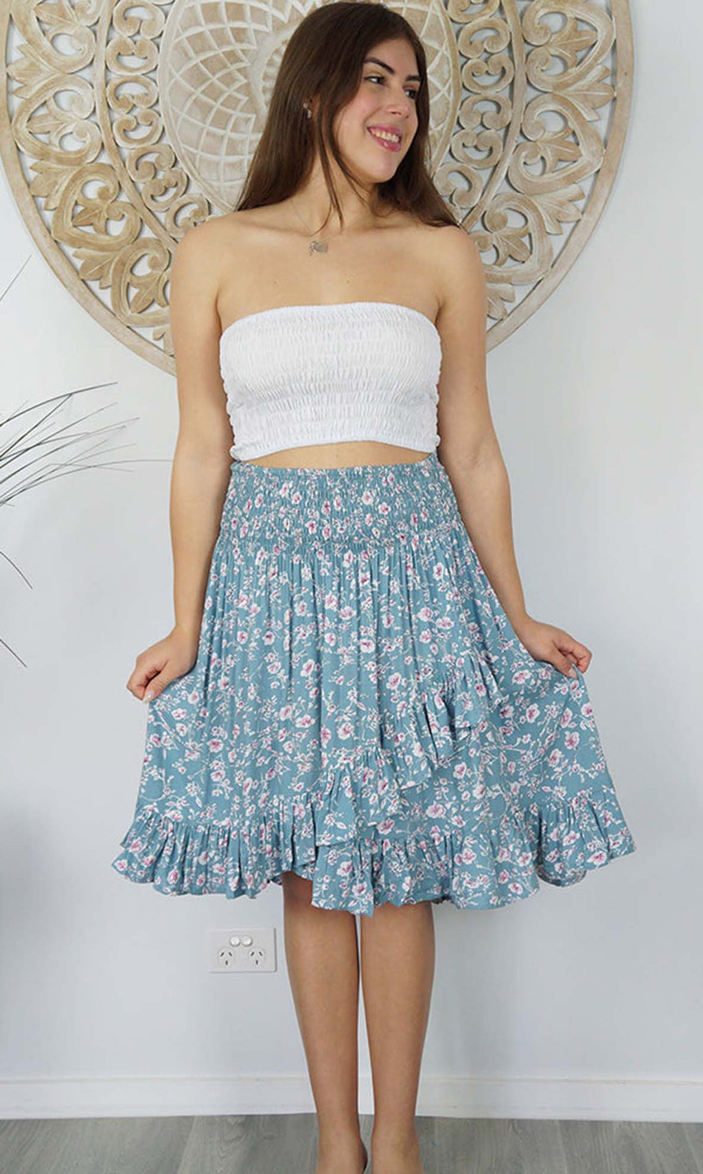 Rayon Skirt Ibiza Springflower, More Colours