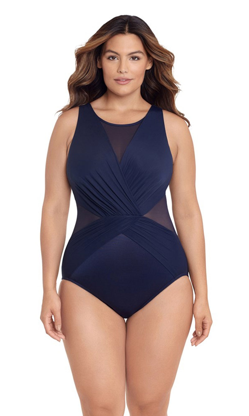 Illusionists Palma Shaping High Neck Swimsuit Plus Size, Fits Up to a DD Cup