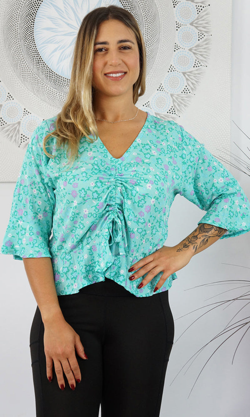 Rayon Top Ruched Babyflower, More Colours