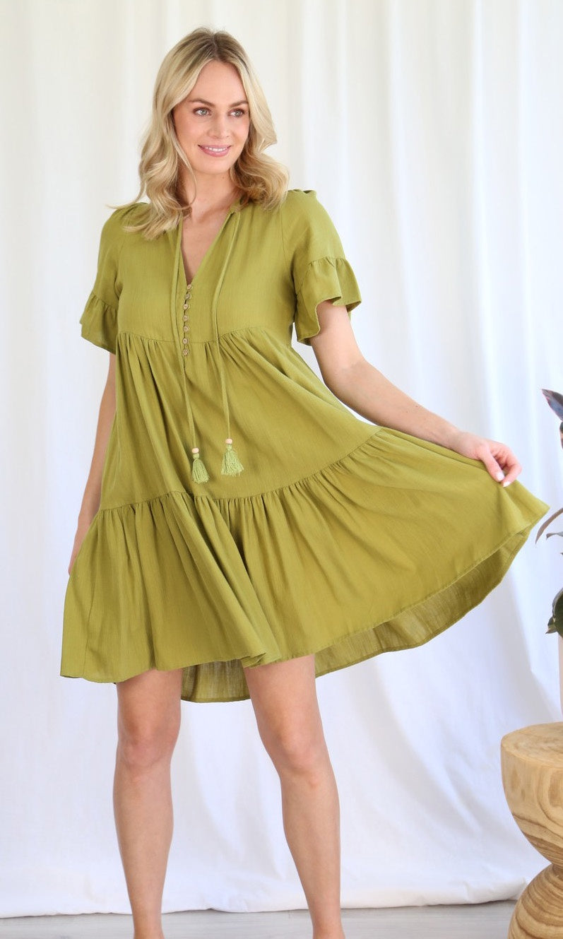 Cotton/Rayon Dress Lillie Olive