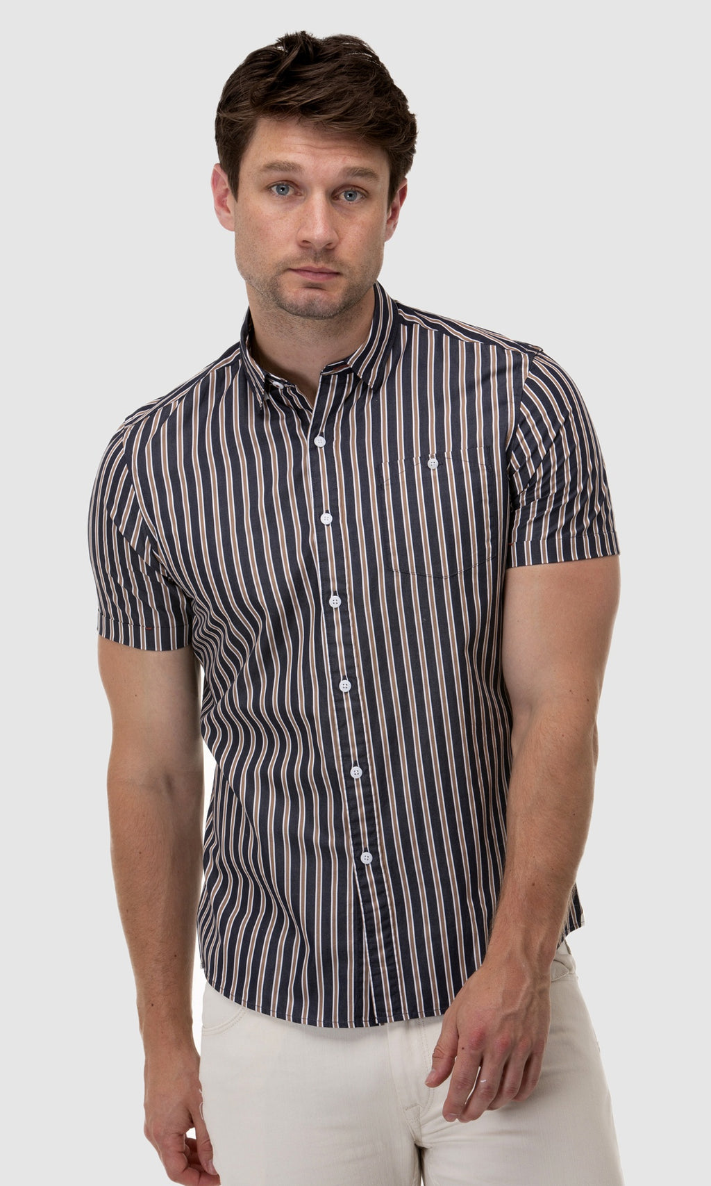 Cotton Shirt Stripes Black