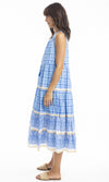 Cotton Dress Sleeveless Midi Straddie Blue