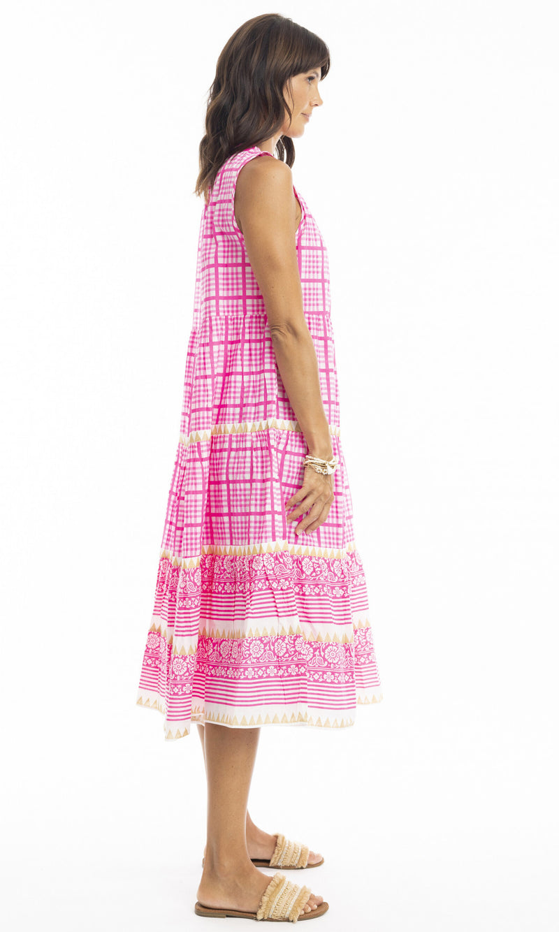 Cotton Dress Sleeveless Midi Straddie Pink