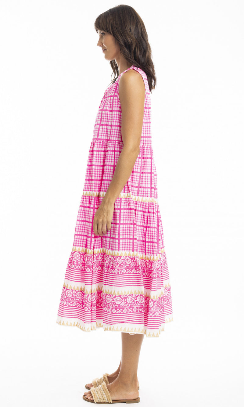 Cotton Dress Sleeveless Midi Straddie Pink