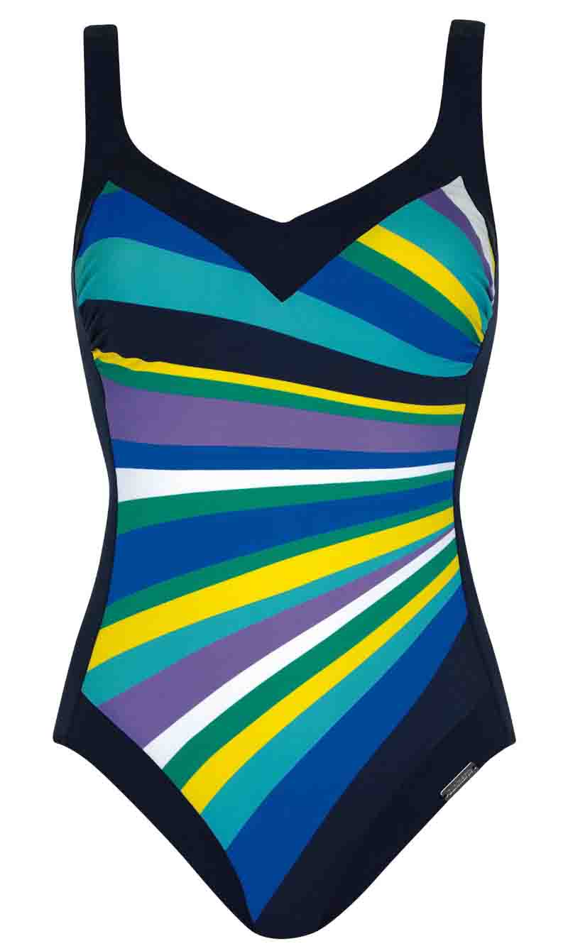 Full Piece Tummy Control Spectrum Stripes, Special Order B Cup to F Cup