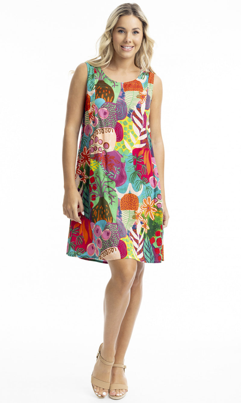 Rayon Dress Contemporary Sleeveless, More Print