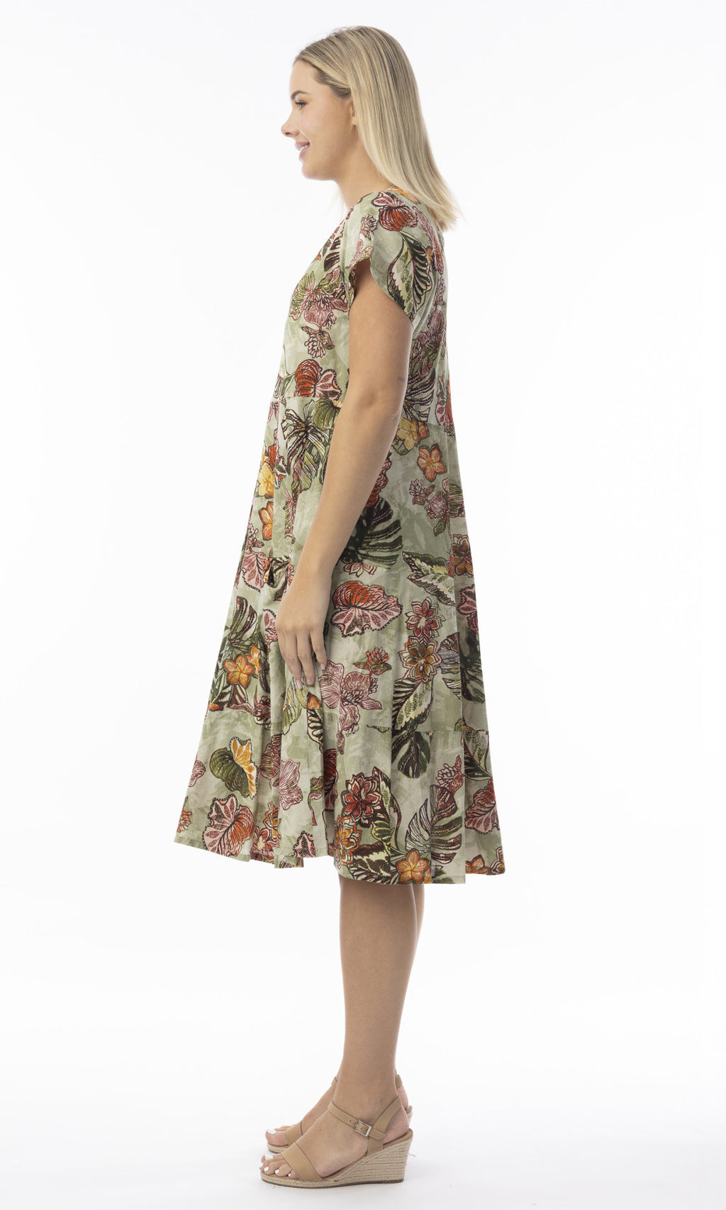 Cotton Dress Bias with Front Pocket Lima Olive