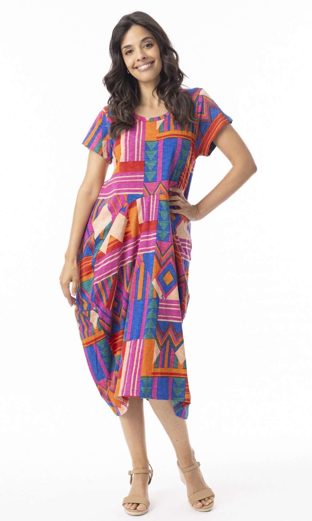 Cotton Knit Dress Bubble Short Sleeve Jacuma