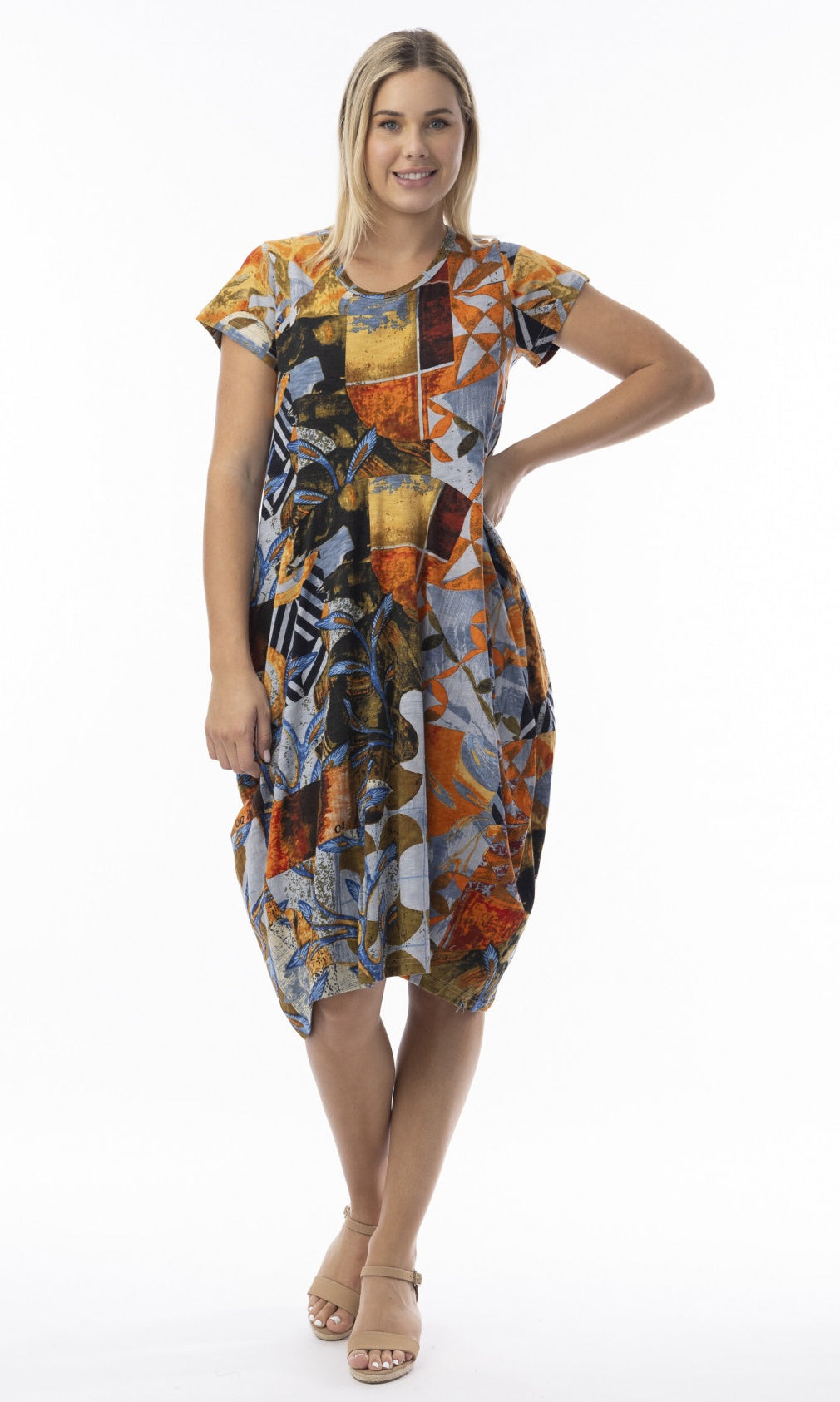 Cotton Knit Dress Bubble Short Sleeve Wyndham