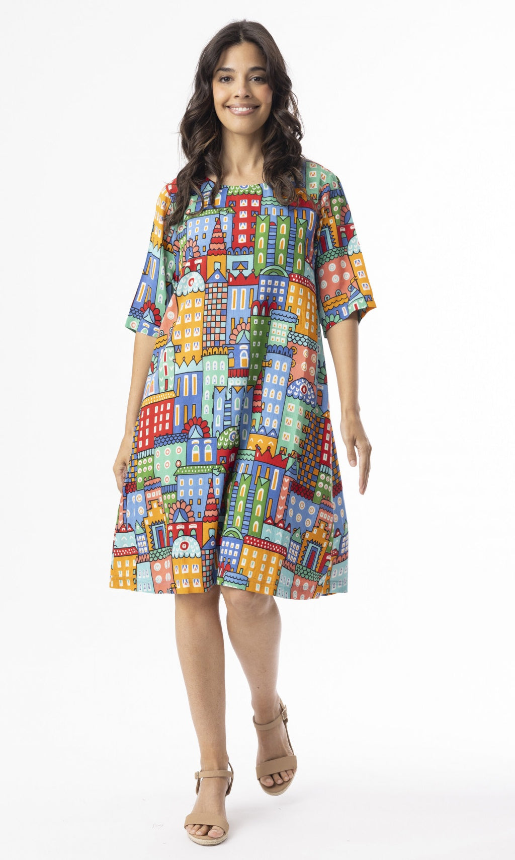 Rayon Dress Contemporary Elbow Sleeve City