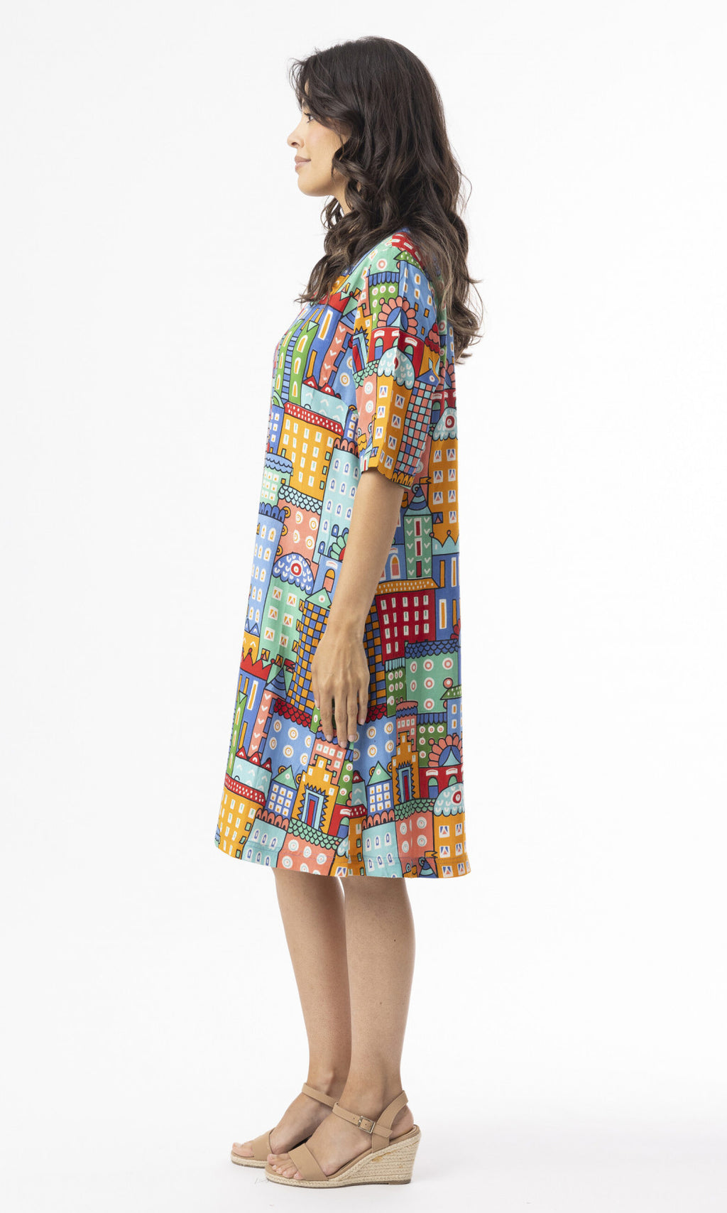 Rayon Dress Contemporary Elbow Sleeve City