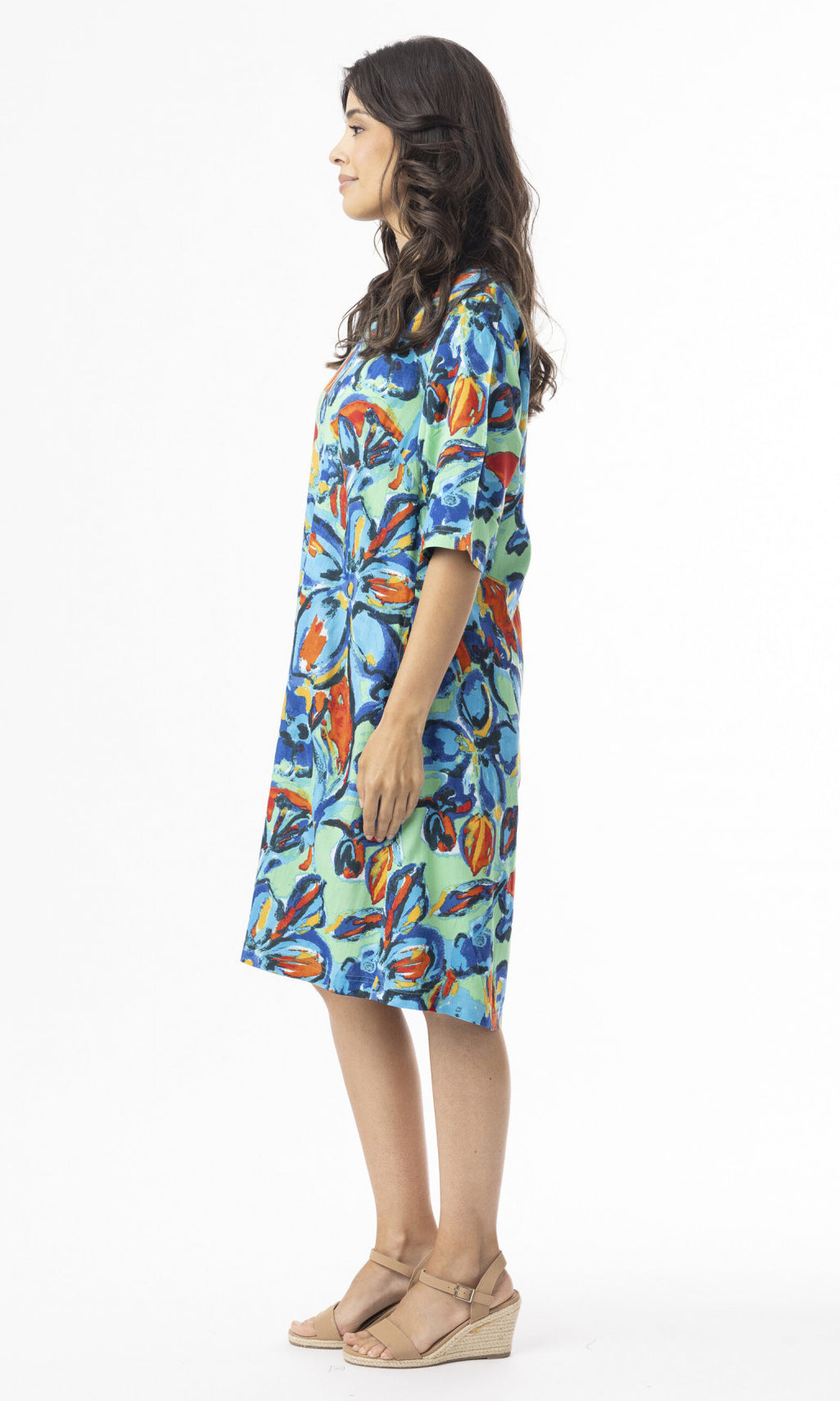 Rayon Dress Contemporary Elbow Sleeve Floral