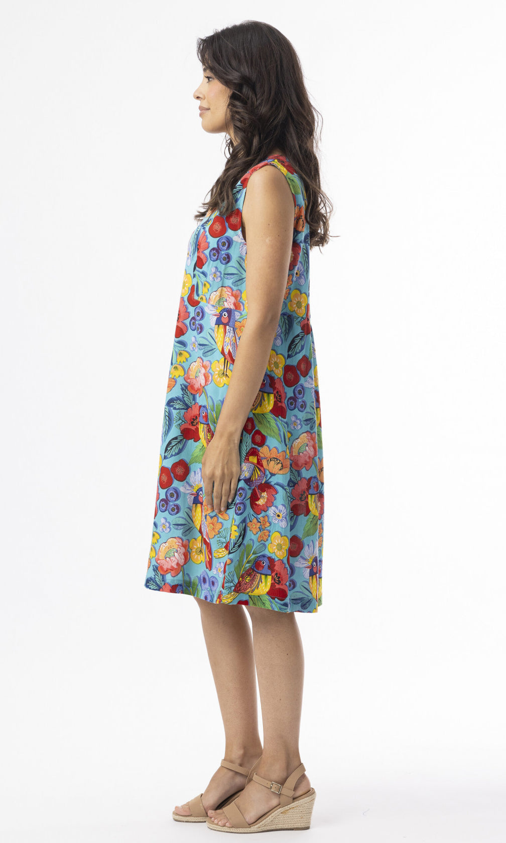 Rayon Dress Contemporary Sleeveless Birds