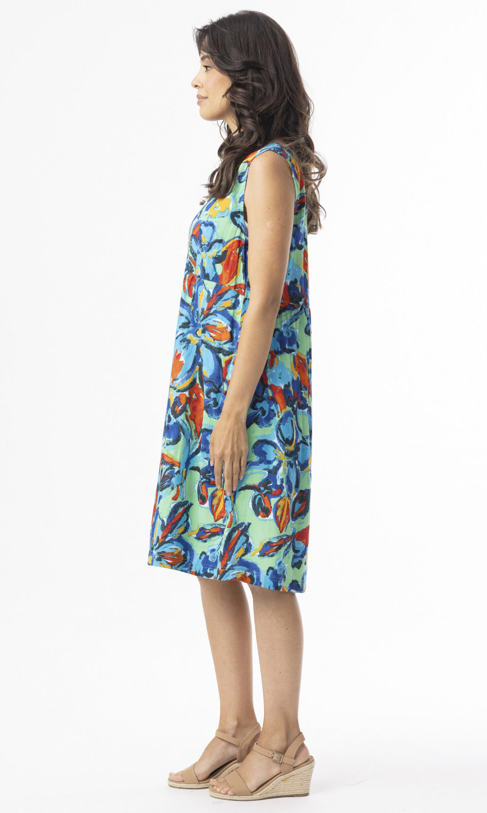 Rayon Dress Contemporary Sleeveless Floral