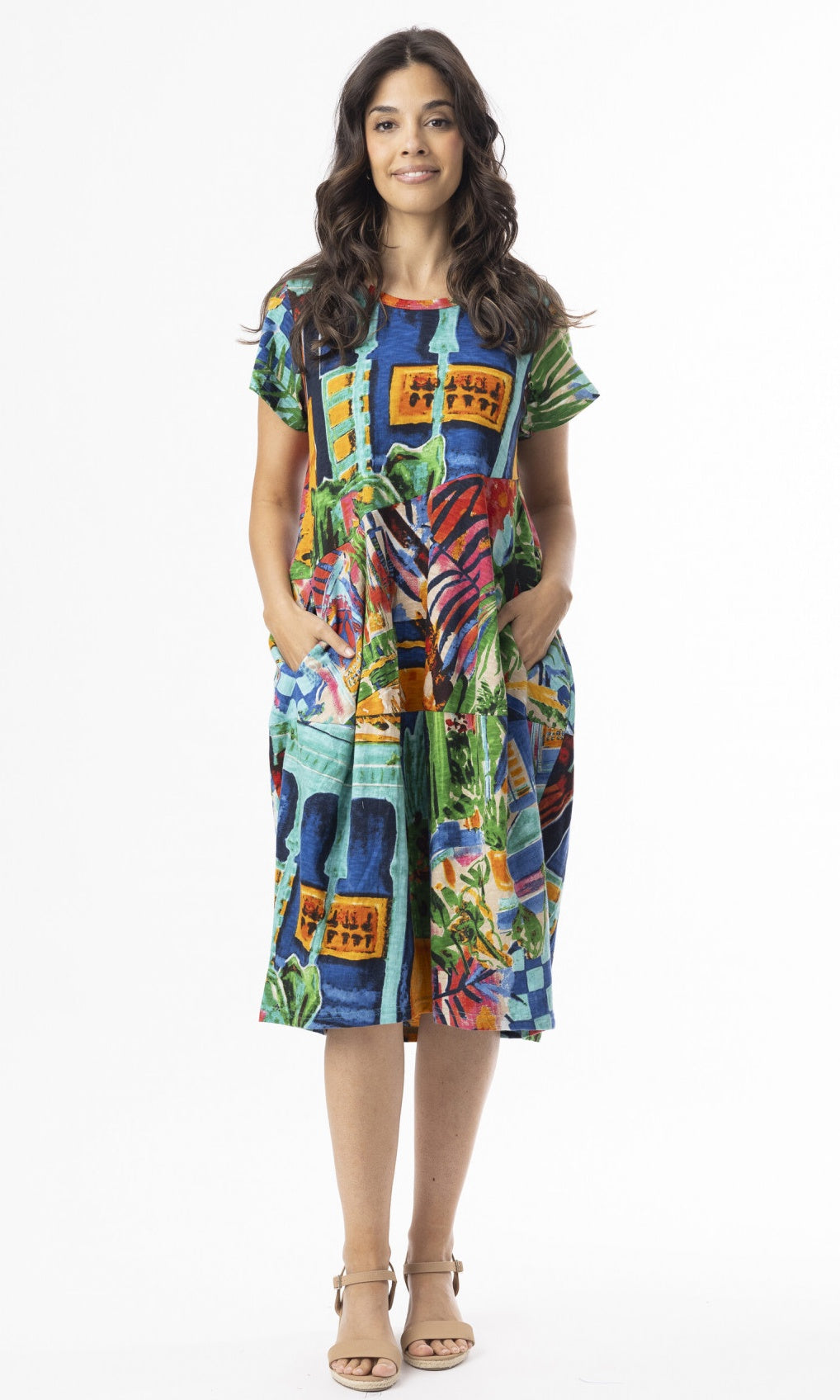 Cotton Knit Dress Bubble Short Sleeve Oasis