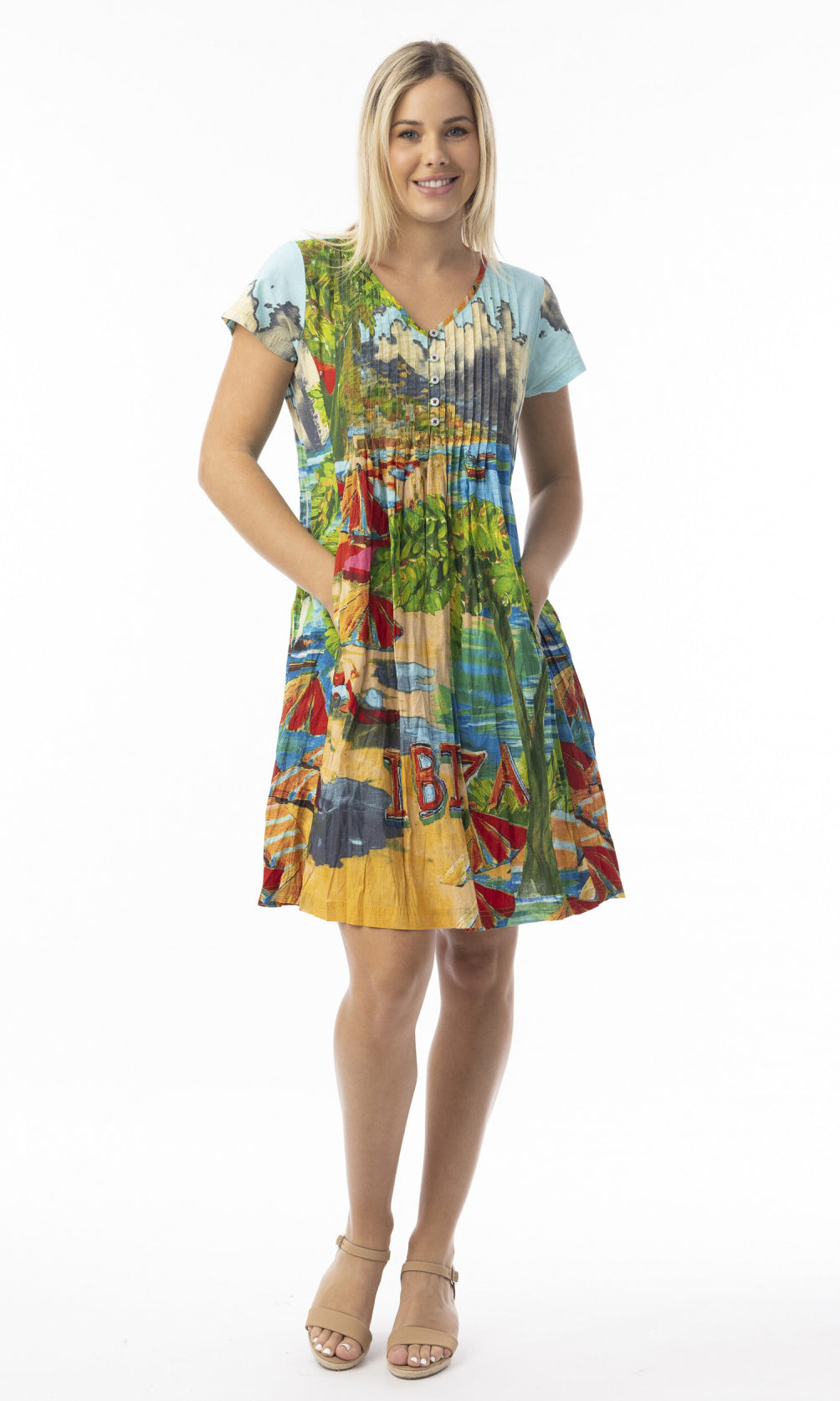 Crinkle Cotton Easy Fit Dress Ibiza