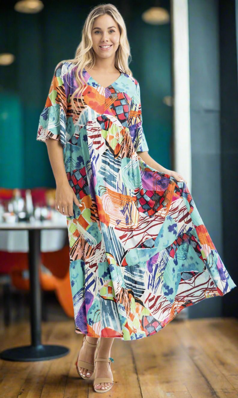 Rayon Dress Peak Maxi St Barths