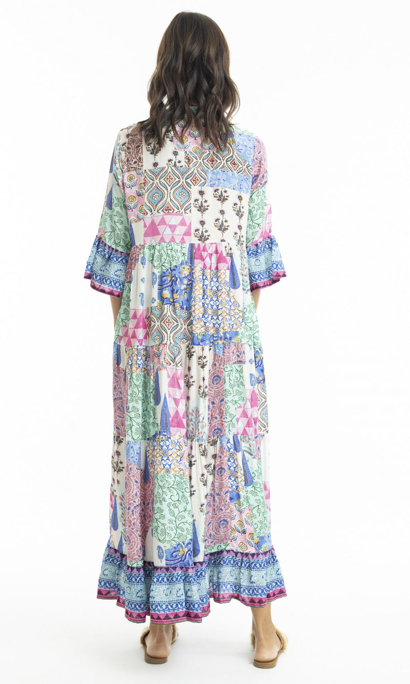 Rayon Dress Maxi 3/4 Sleeve Emma