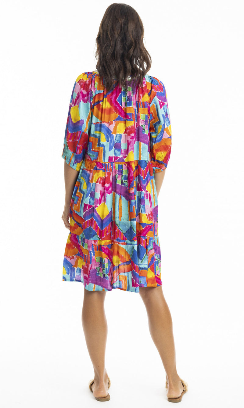 Rayon Dress Layers 3/4 Sleeve Frida