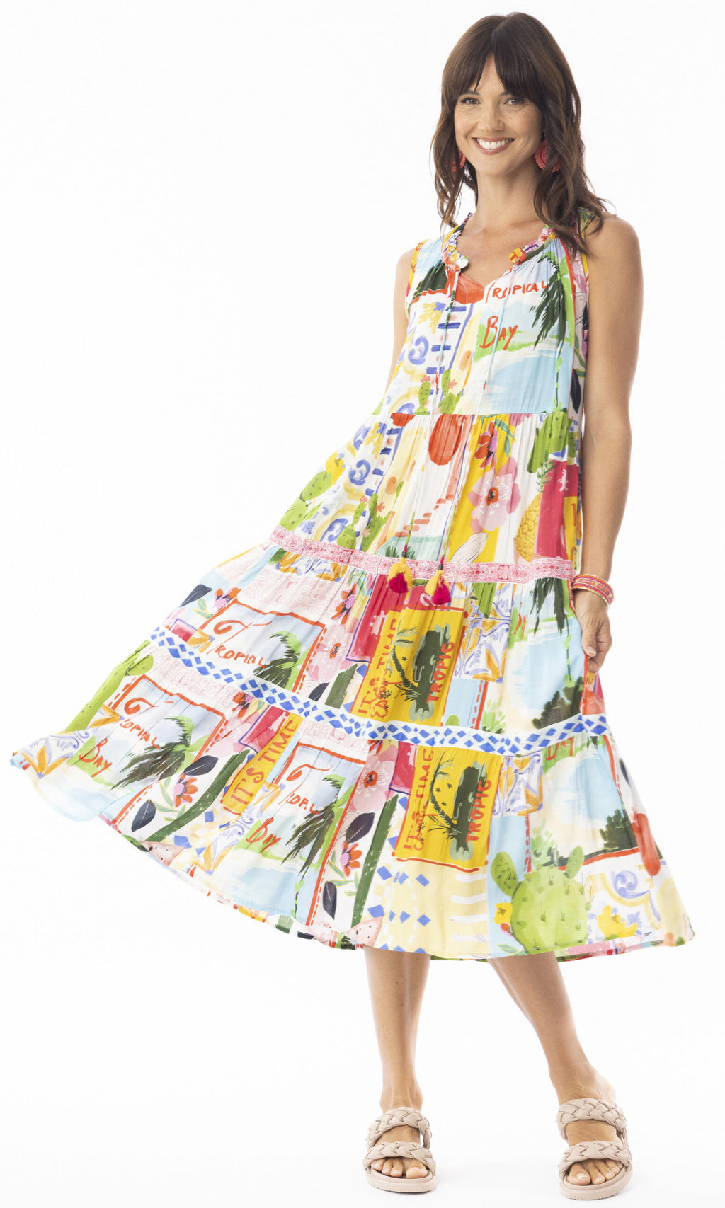 Rayon Dress Boho Sleeveless Erica