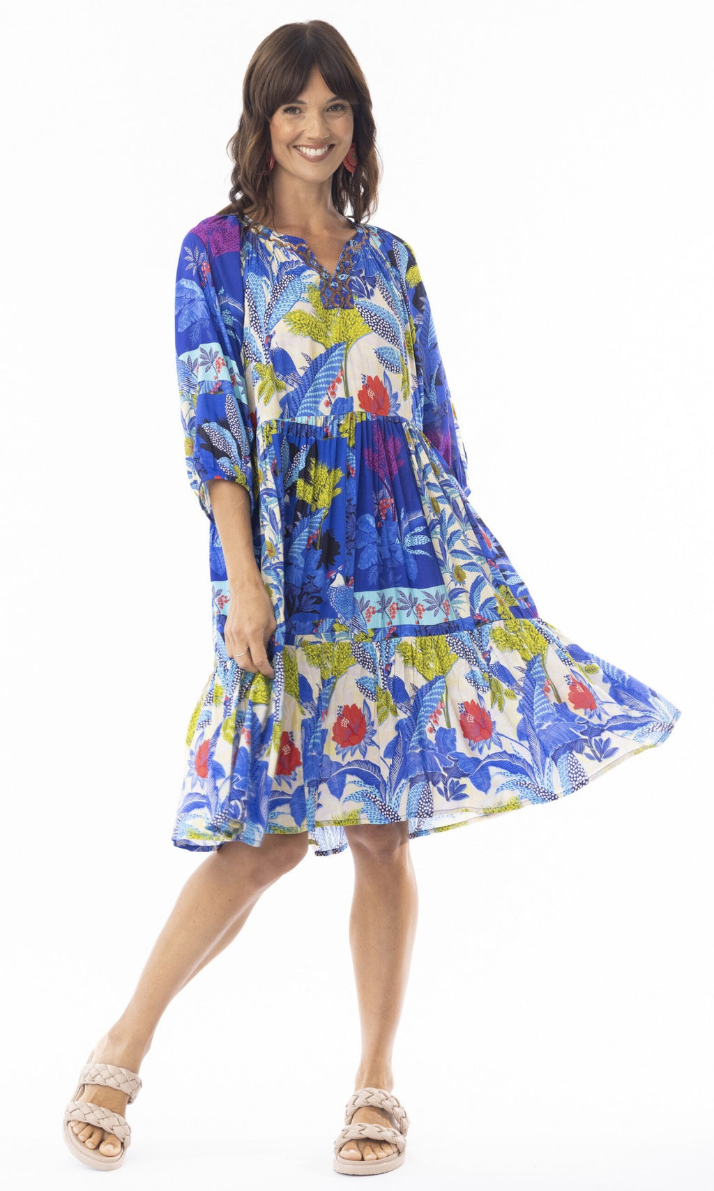 Rayon Dress V Neck Luna