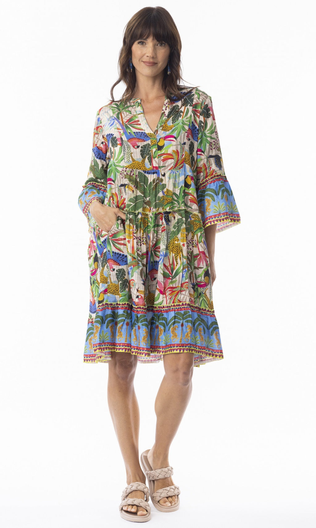 Rayon Dress Layers 3/4 Sleeve With Frill Dani