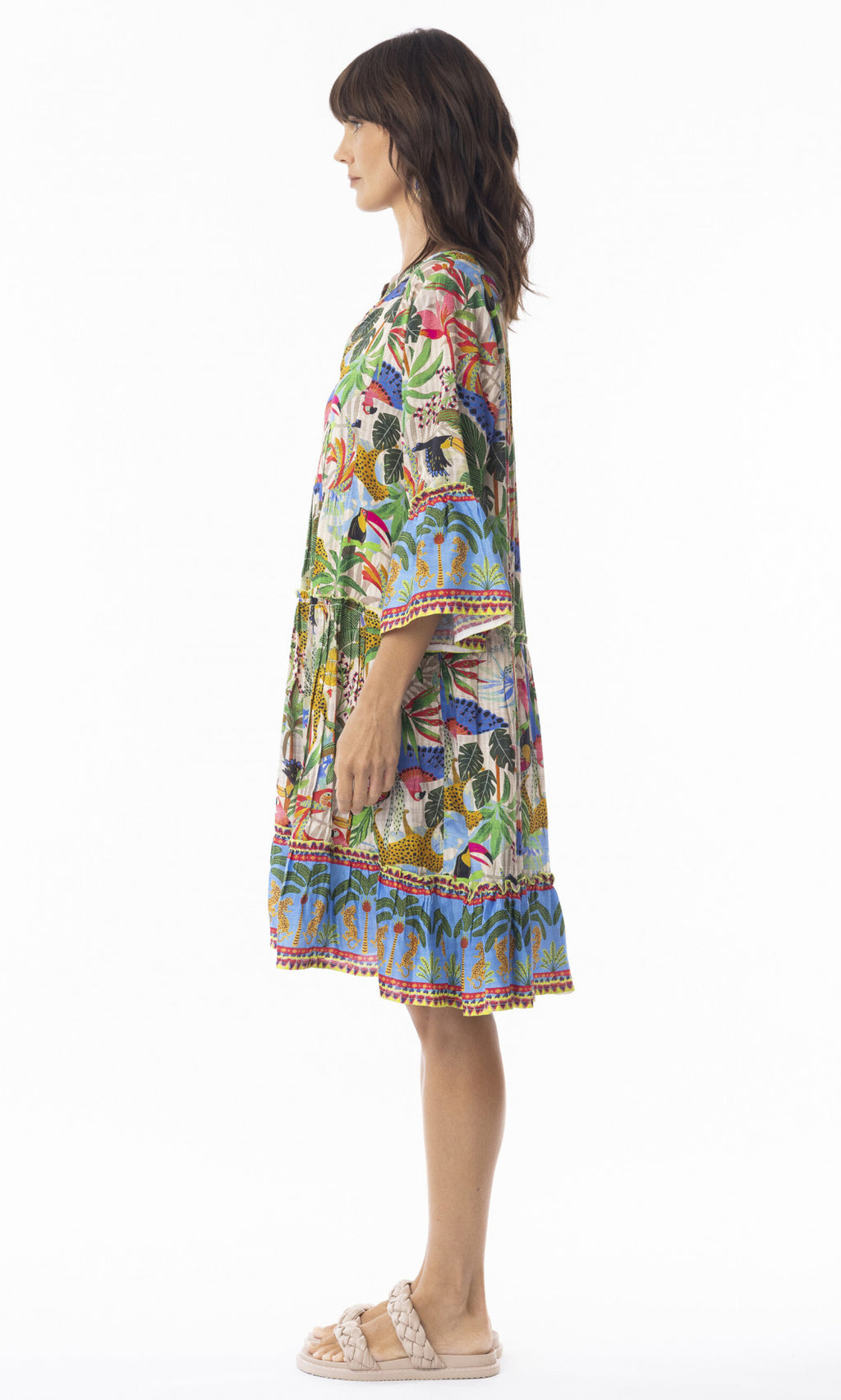 Rayon Dress Layers 3/4 Sleeve With Frill Dani