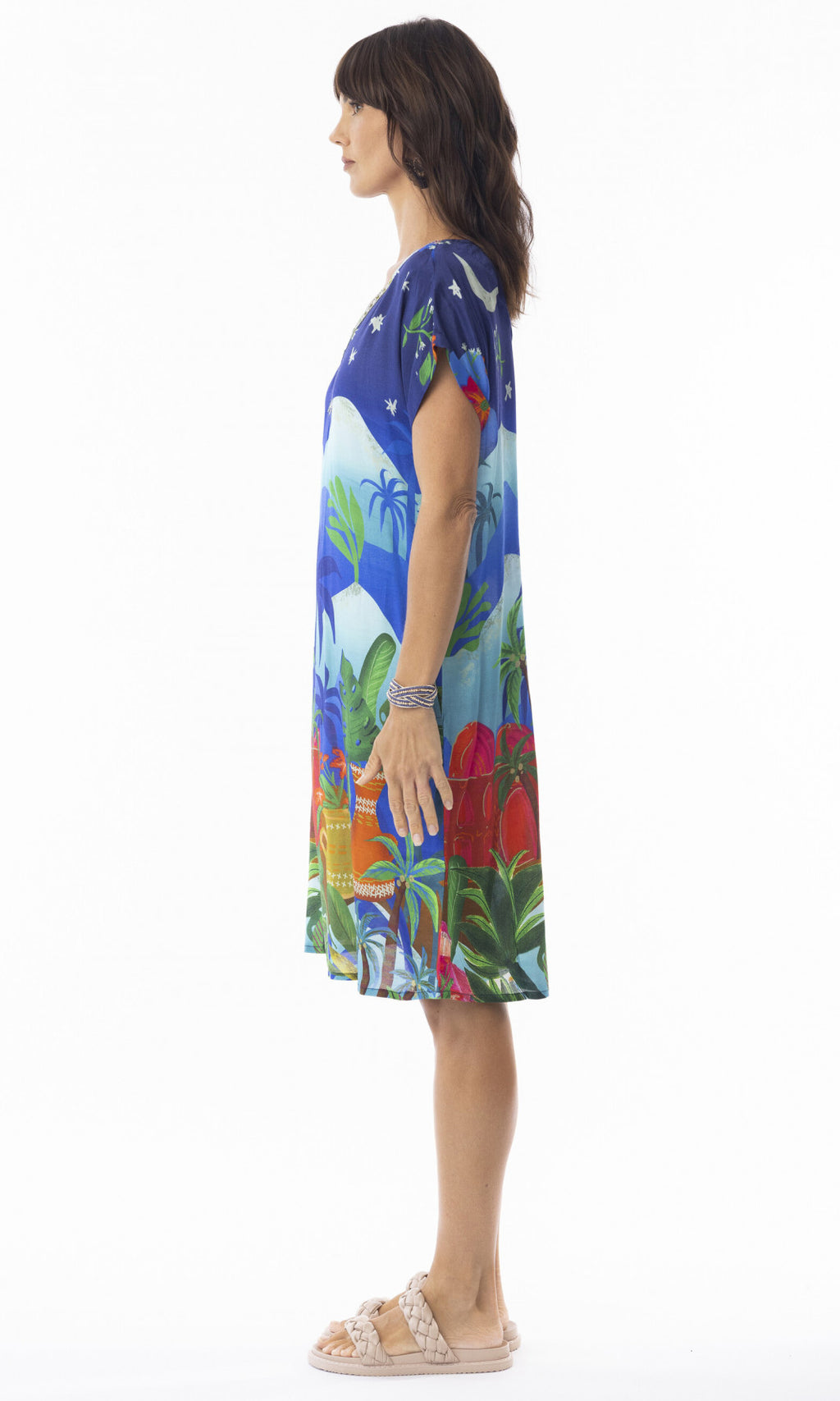 Rayon Dress Shift Short Sleeve Arabian Nights