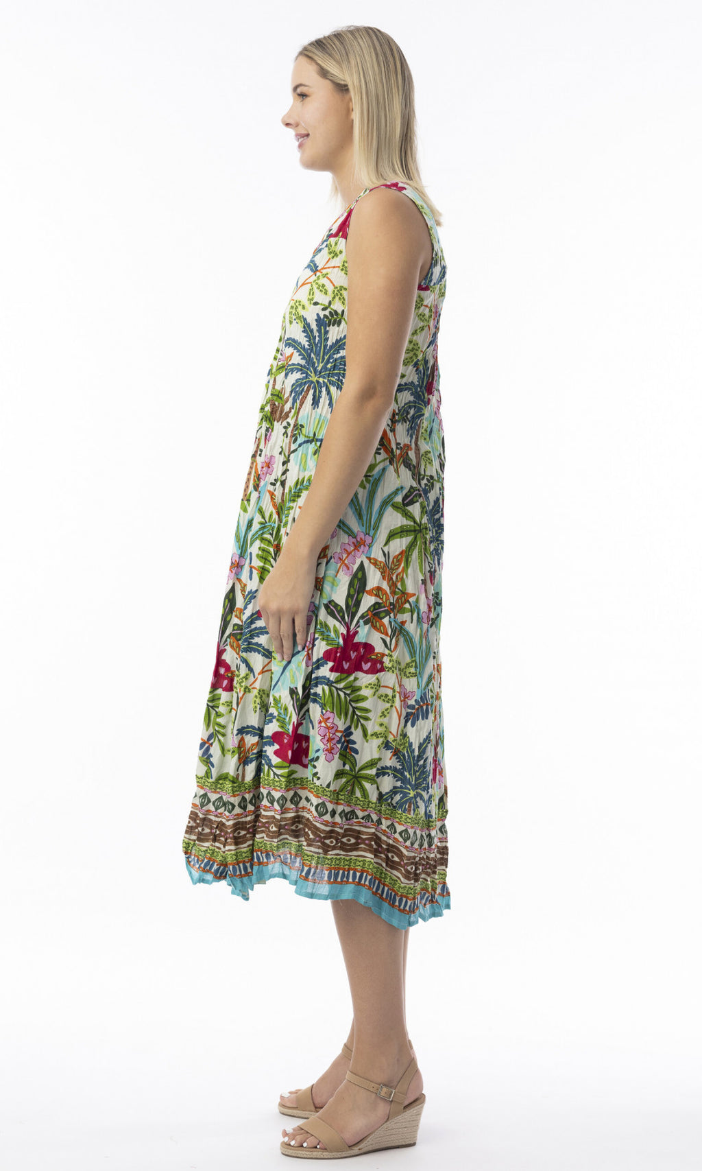 Cotton Dress Ruched V Neck Sleeveless Ovahe