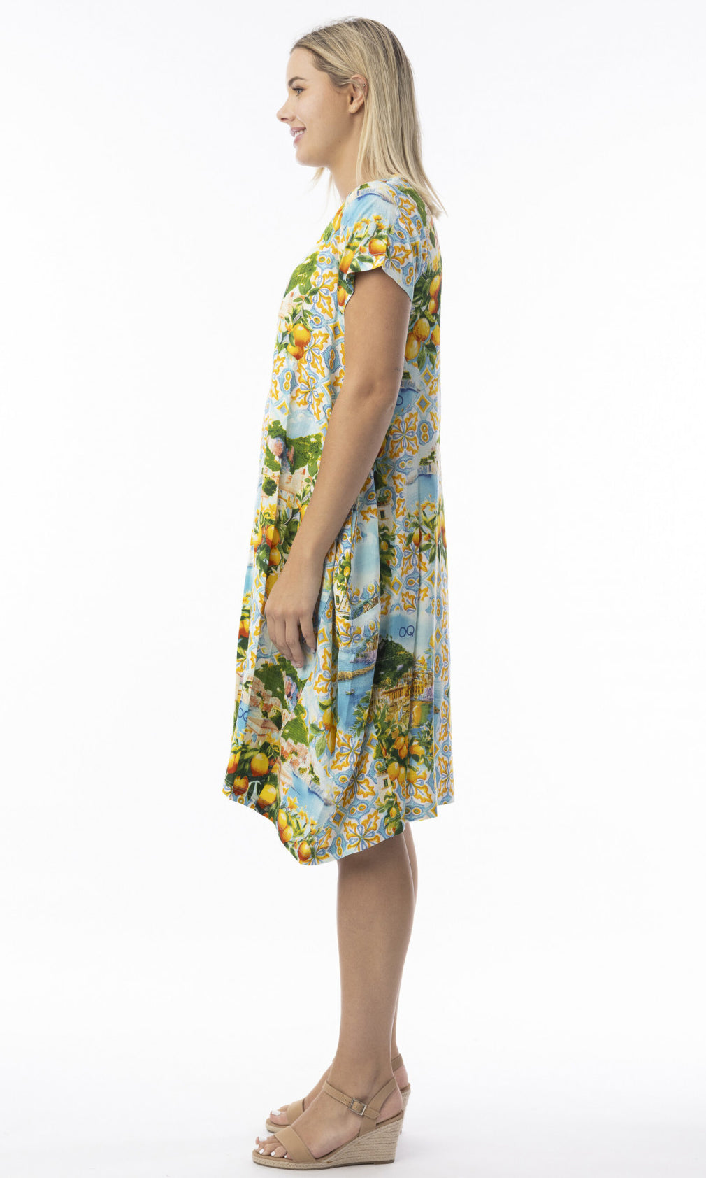 Rayon Dress Bubble Short Sleeve Amalfi