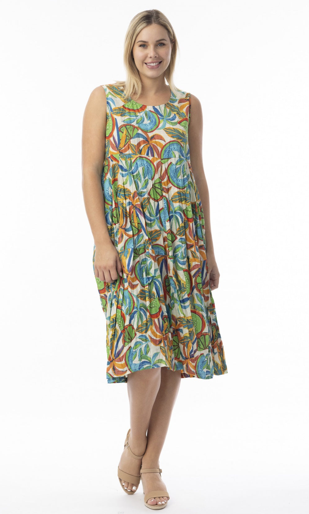 Crinkle Cotton Dress Bubble Sleeveless Curacao