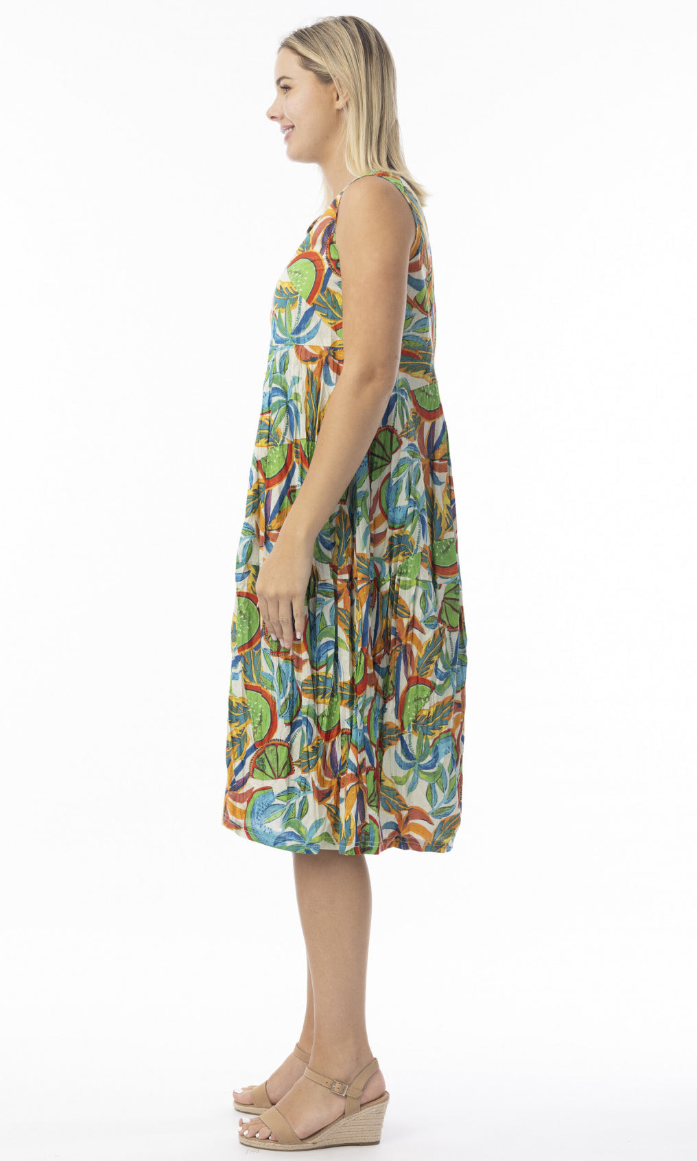 Crinkle Cotton Dress Bubble Sleeveless Curacao