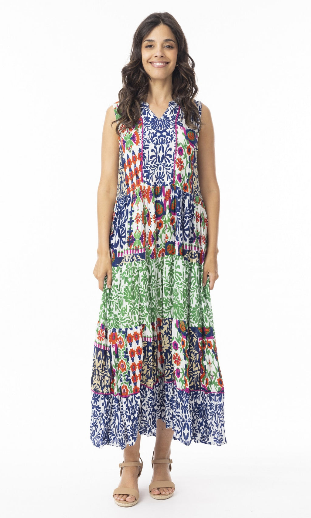 Rayon Dress V Neckline Sleeveless Buzios