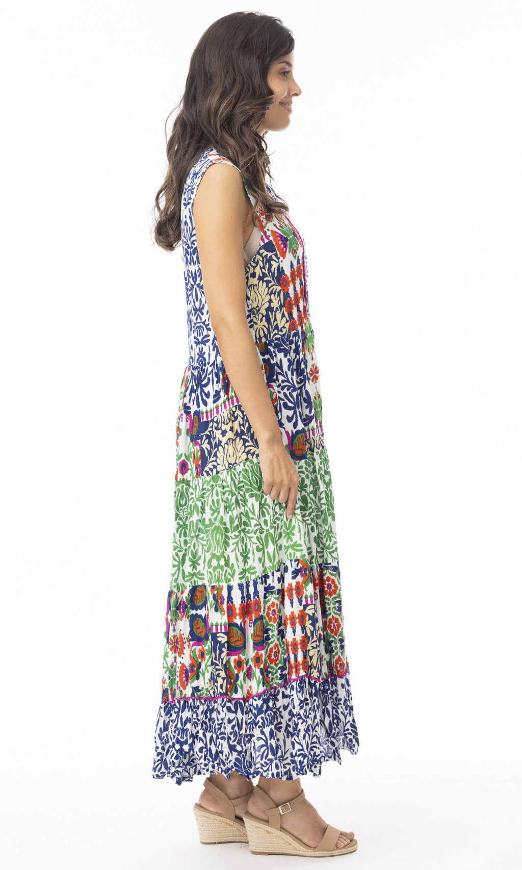 Rayon Dress V Neckline Sleeveless Buzios