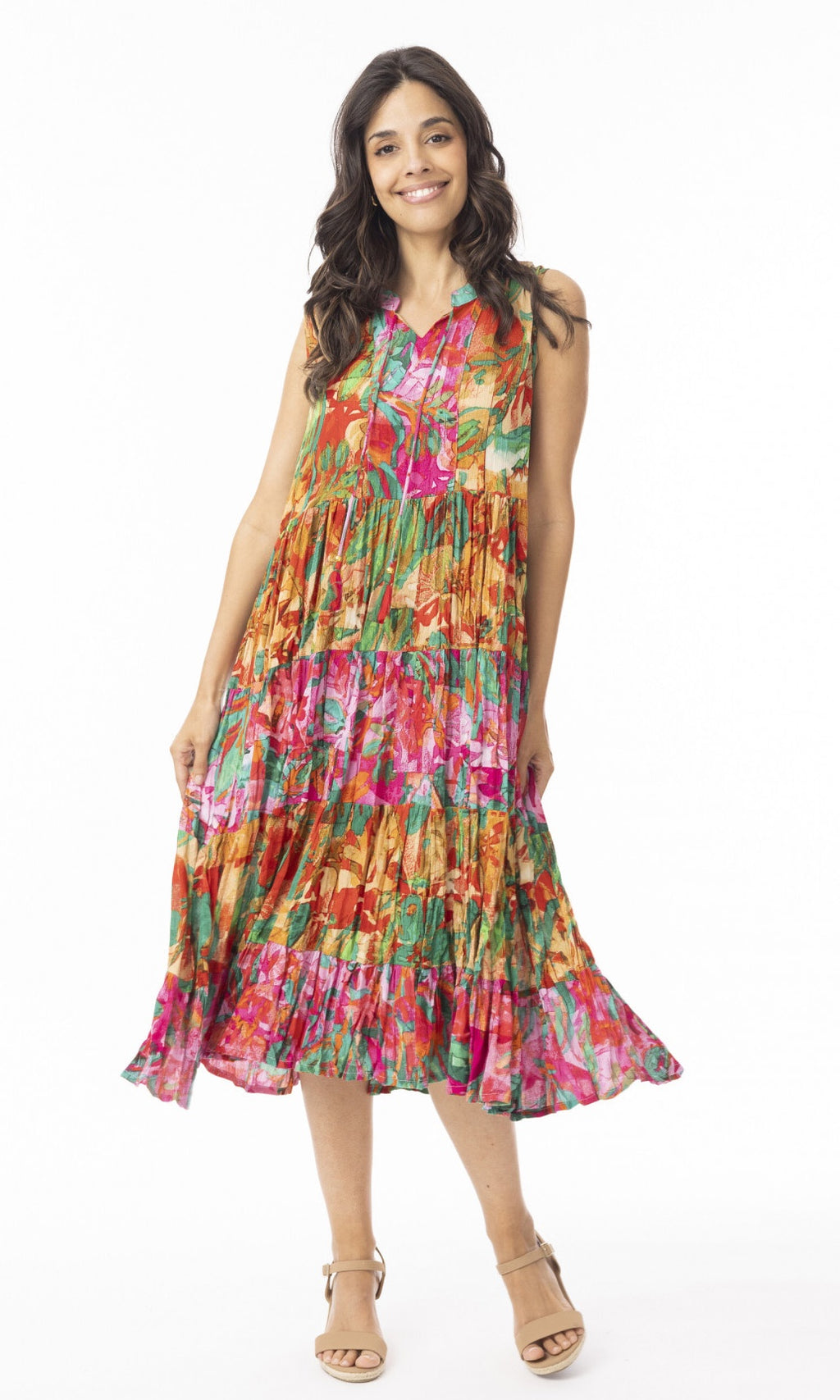 Rayon Dress Round Neck Sleeveless Sao Paulo