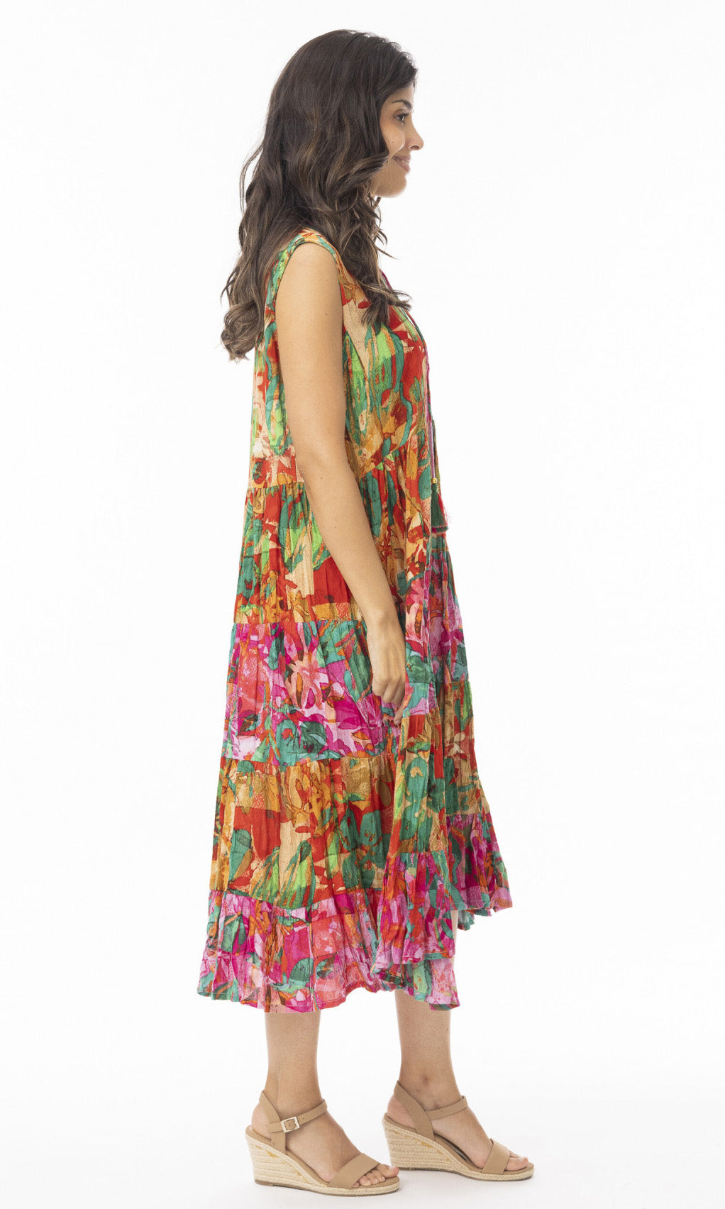 Rayon Dress Round Neck Sleeveless Sao Paulo