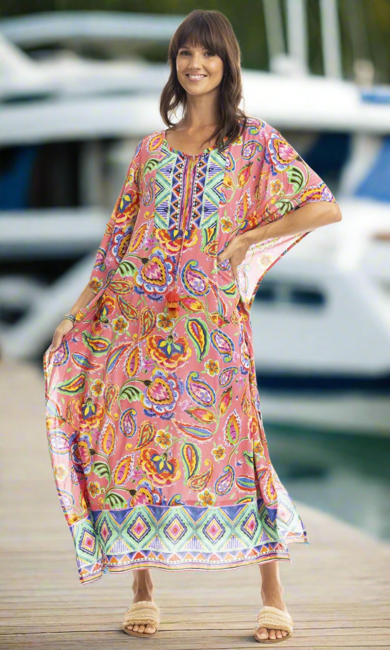 Rayon Kaftan Gabriella Pink