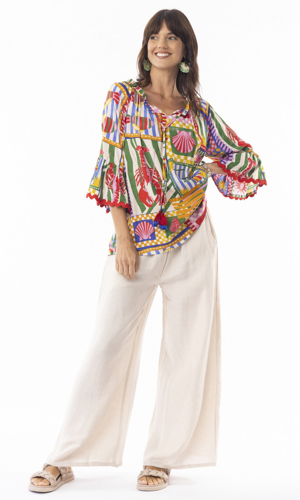 Rayon Frill Sleeve Top Gia