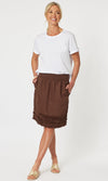 Linen Skirt Jersey Waist Ruffle Hem, More Colours